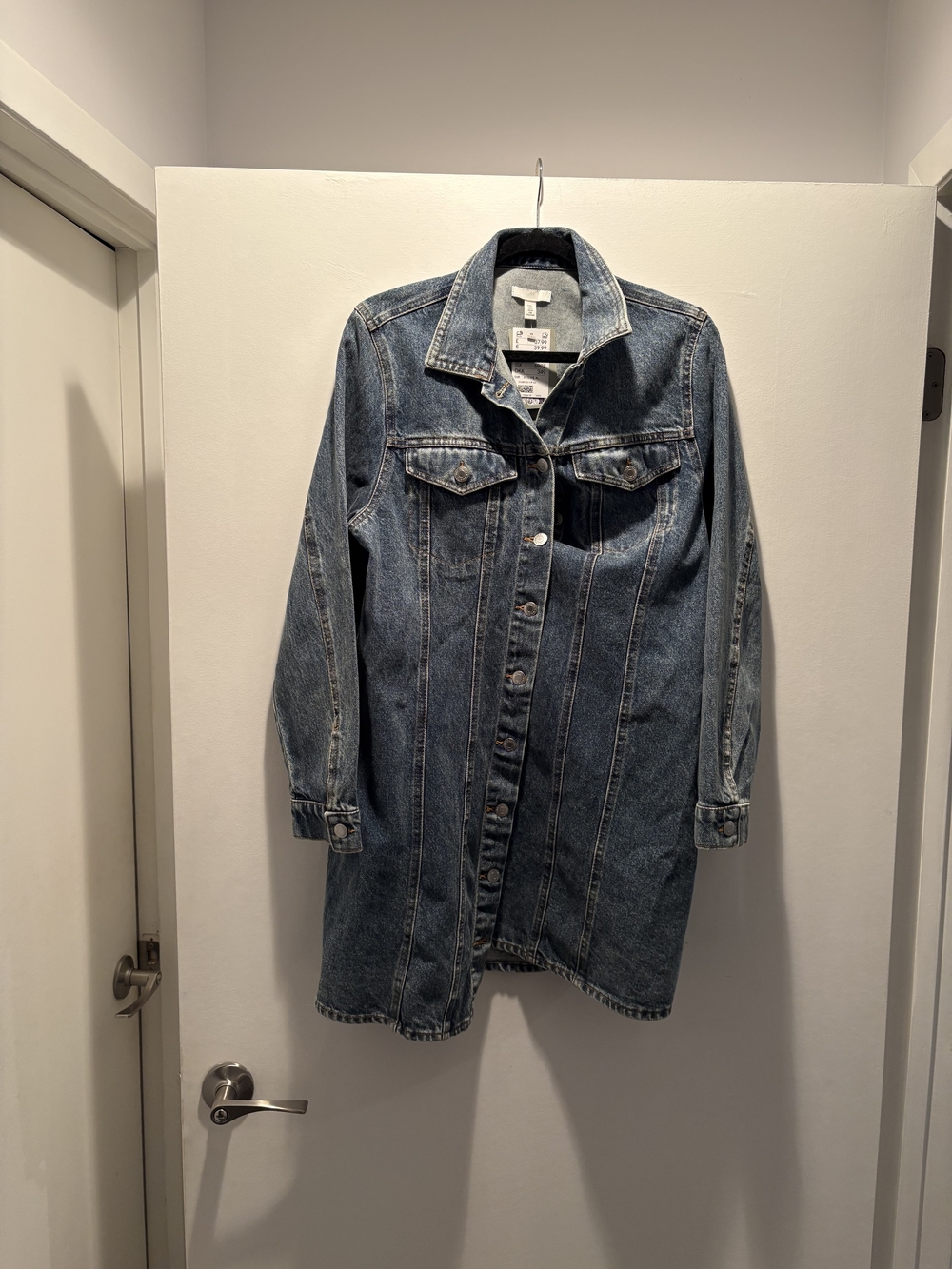 H&M Long Denim Shirt Dress - Medium Blue Wash
